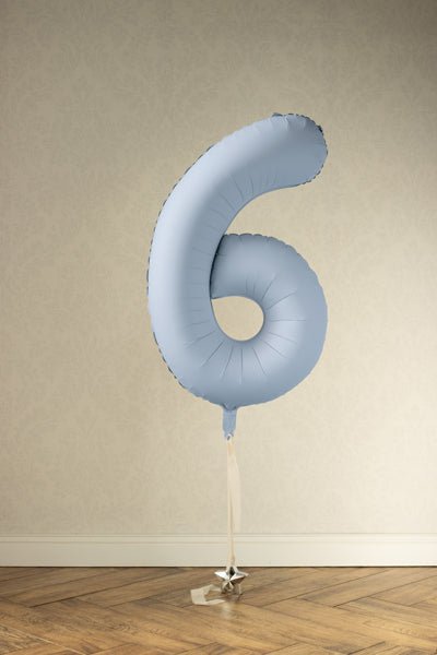 Folinis balionas - Melsvas skaičius 6, 86 cm - Matinis - LE KUKU