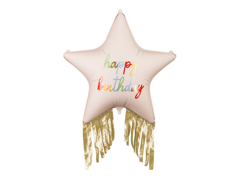 Folinis balionas - Žvaigždė “Happy Birthday”, 72x72 cm - LE KUKU
