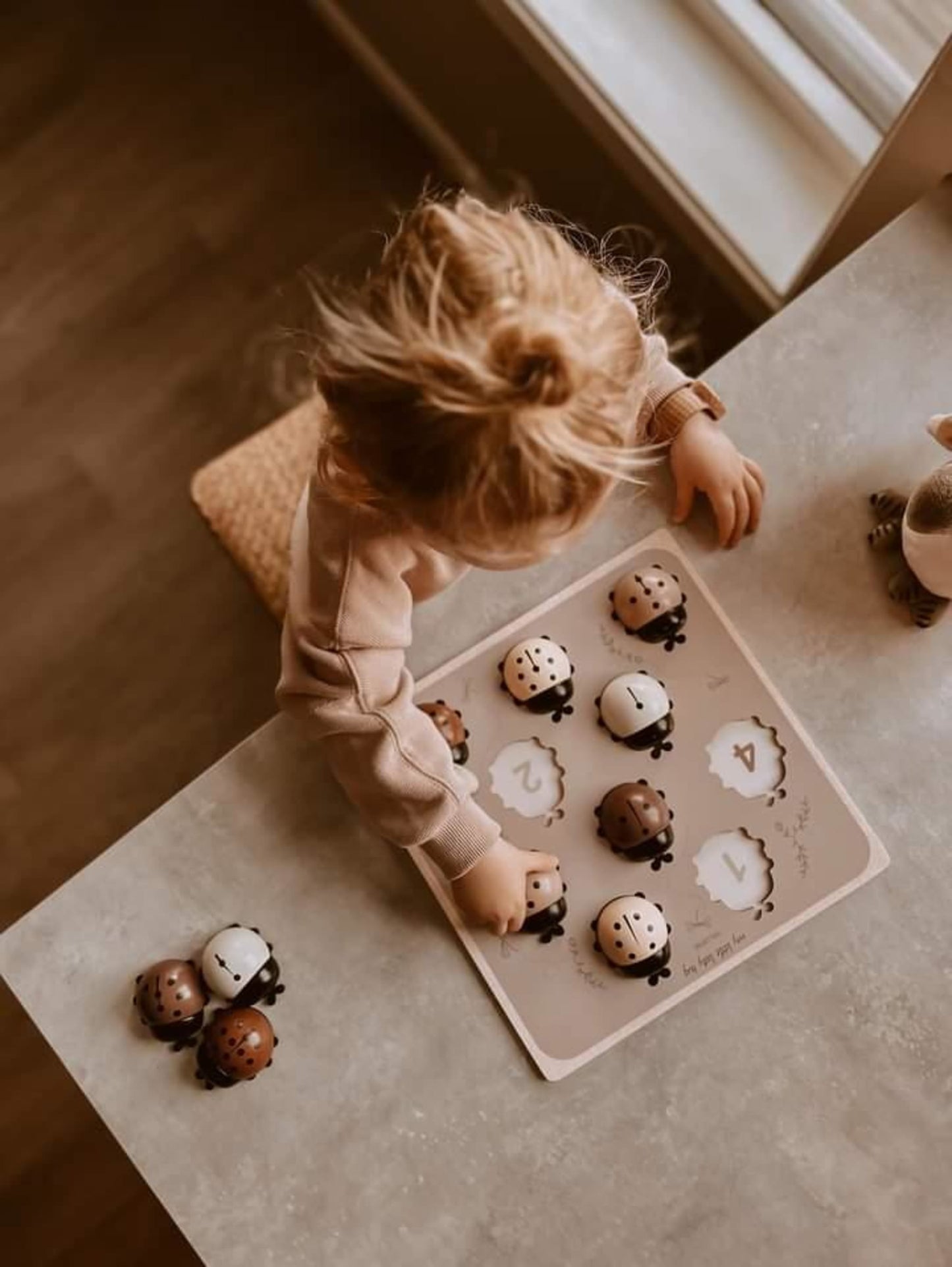 Medinė montessori skaičių dėlionė - Mano boružės 🐞