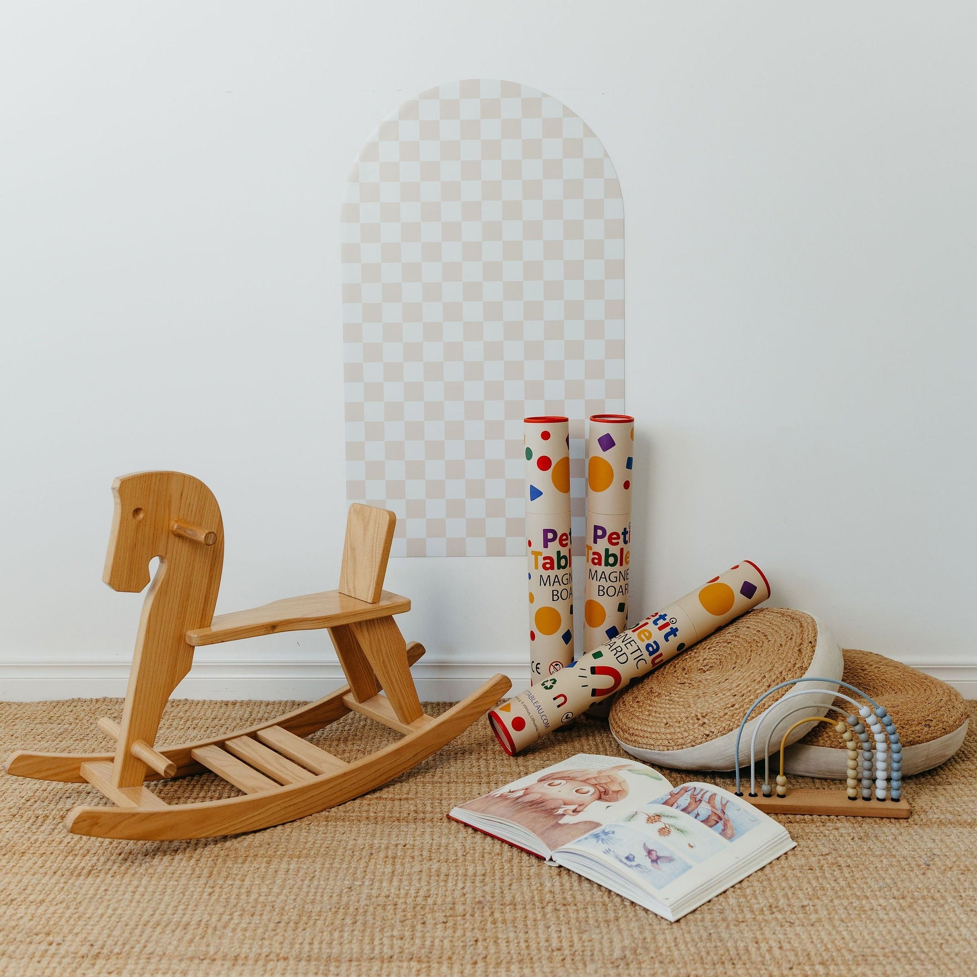 Magnetinė lenta vaikams - Arche - Beige checkered - LE KUKU