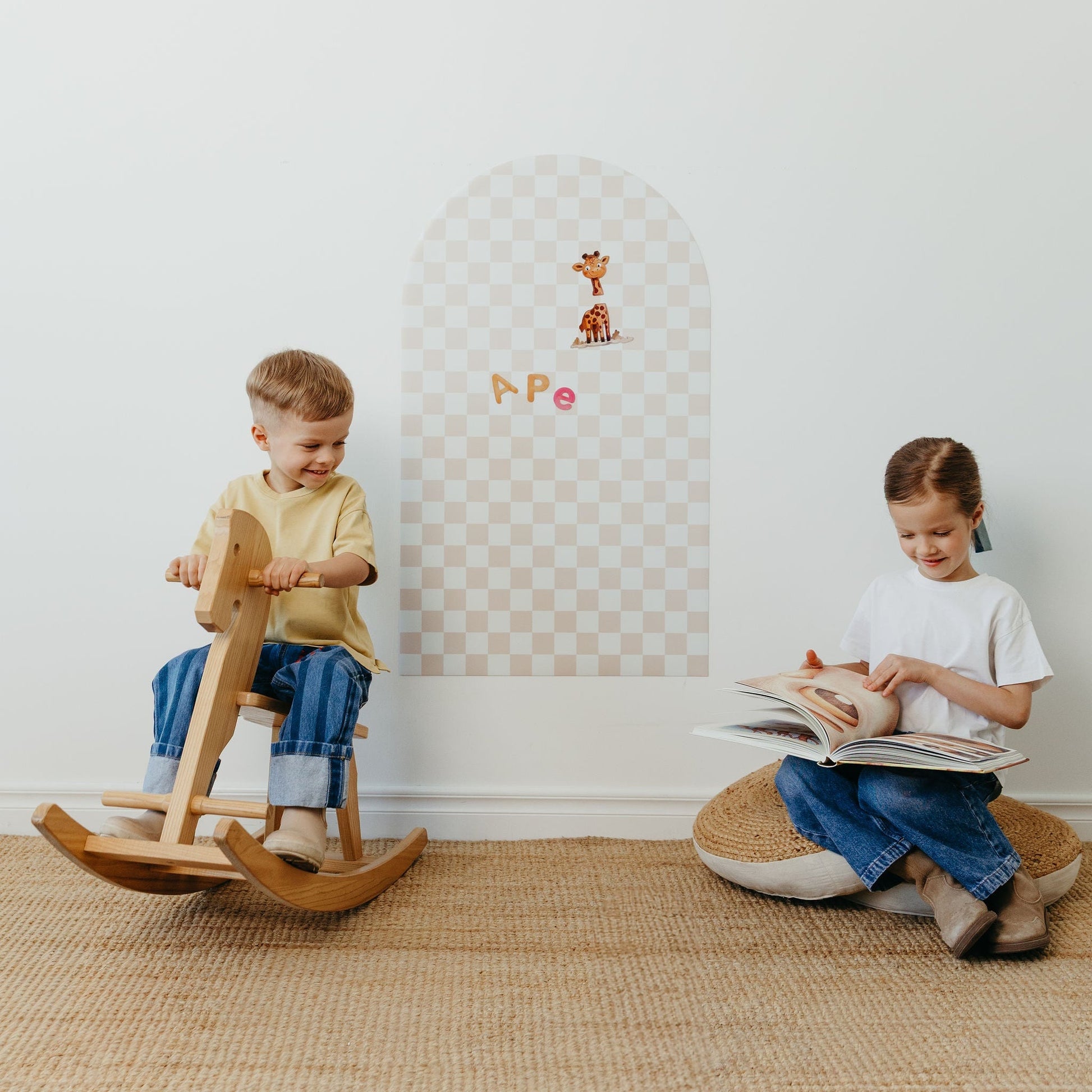 Magnetinė lenta vaikams - Arche - Beige checkered - LE KUKU