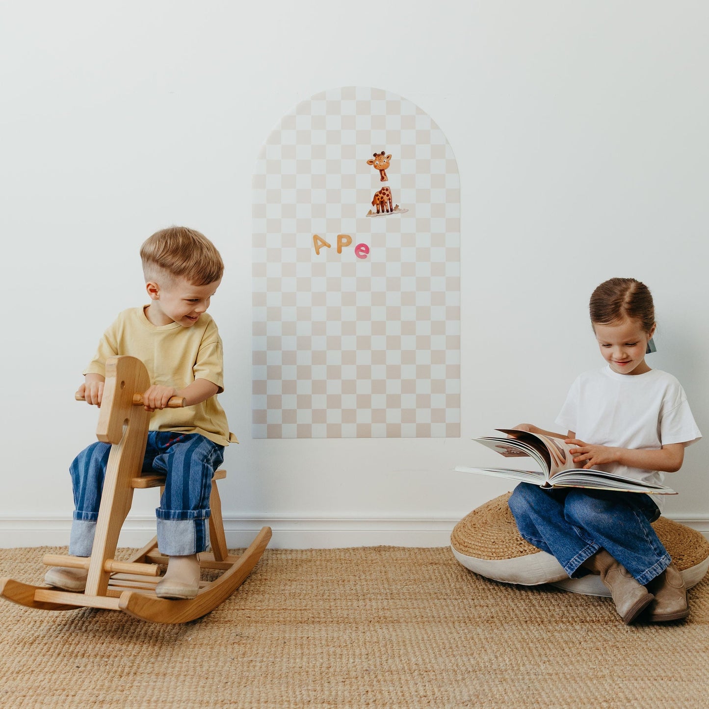 Magnetinė lenta vaikams - Arche - Beige checkered - LE KUKU
