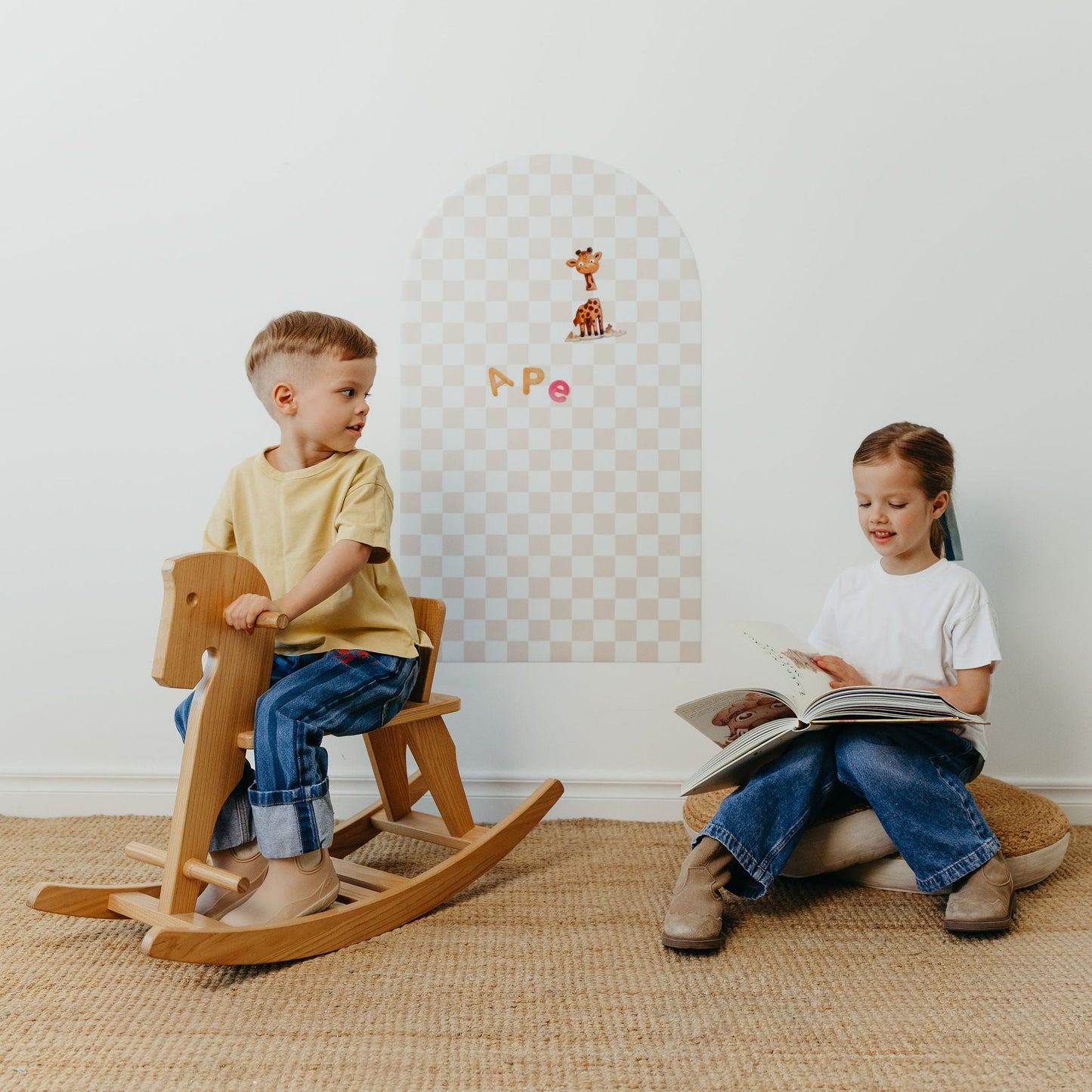 Magnetinė lenta vaikams - Arche - Beige checkered - LE KUKU