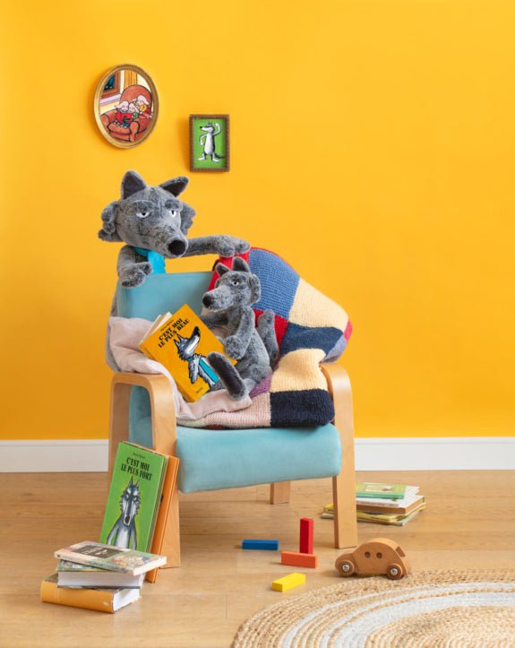 Moulin Roty - Didelis pliušinis vilkas | Giant wolf Ecole des loisirs - LE KUKU