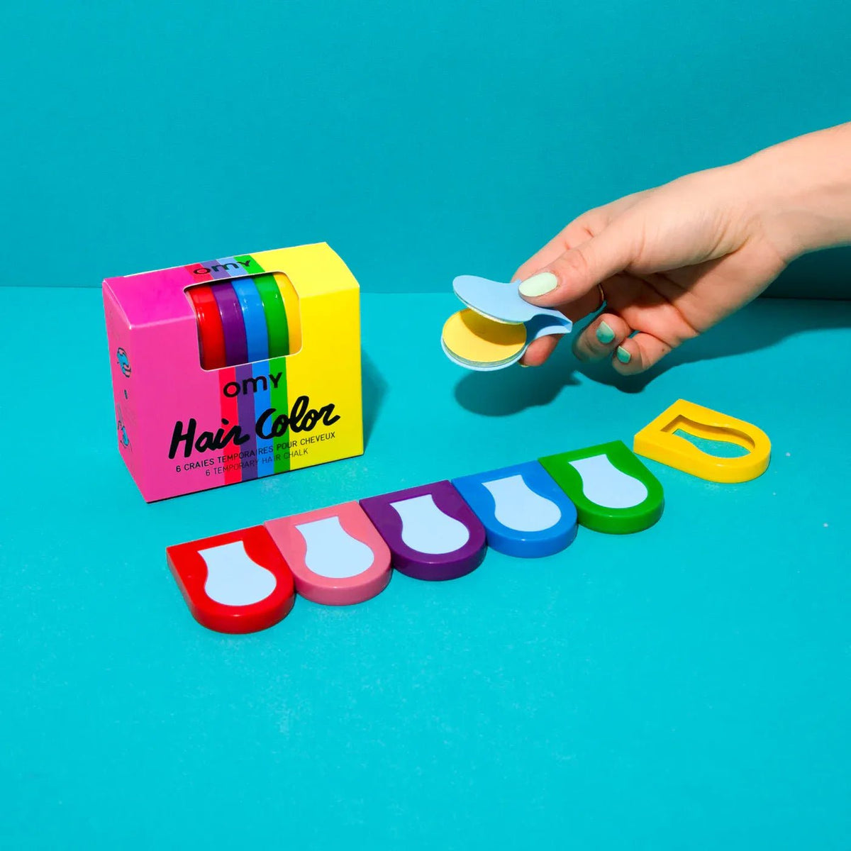 OMY Kreidelės plaukams dažyti | 6vnt. - HAIR CHALK - LE KUKU