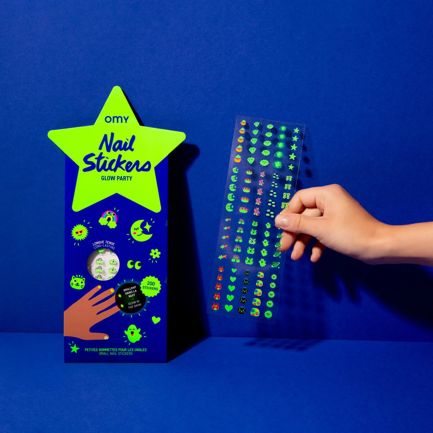 OMY - stebuklingi, tamsoje švytintys nagų lipdukai - GLOW PARTY - NAIL STICKERS - LE KUKU