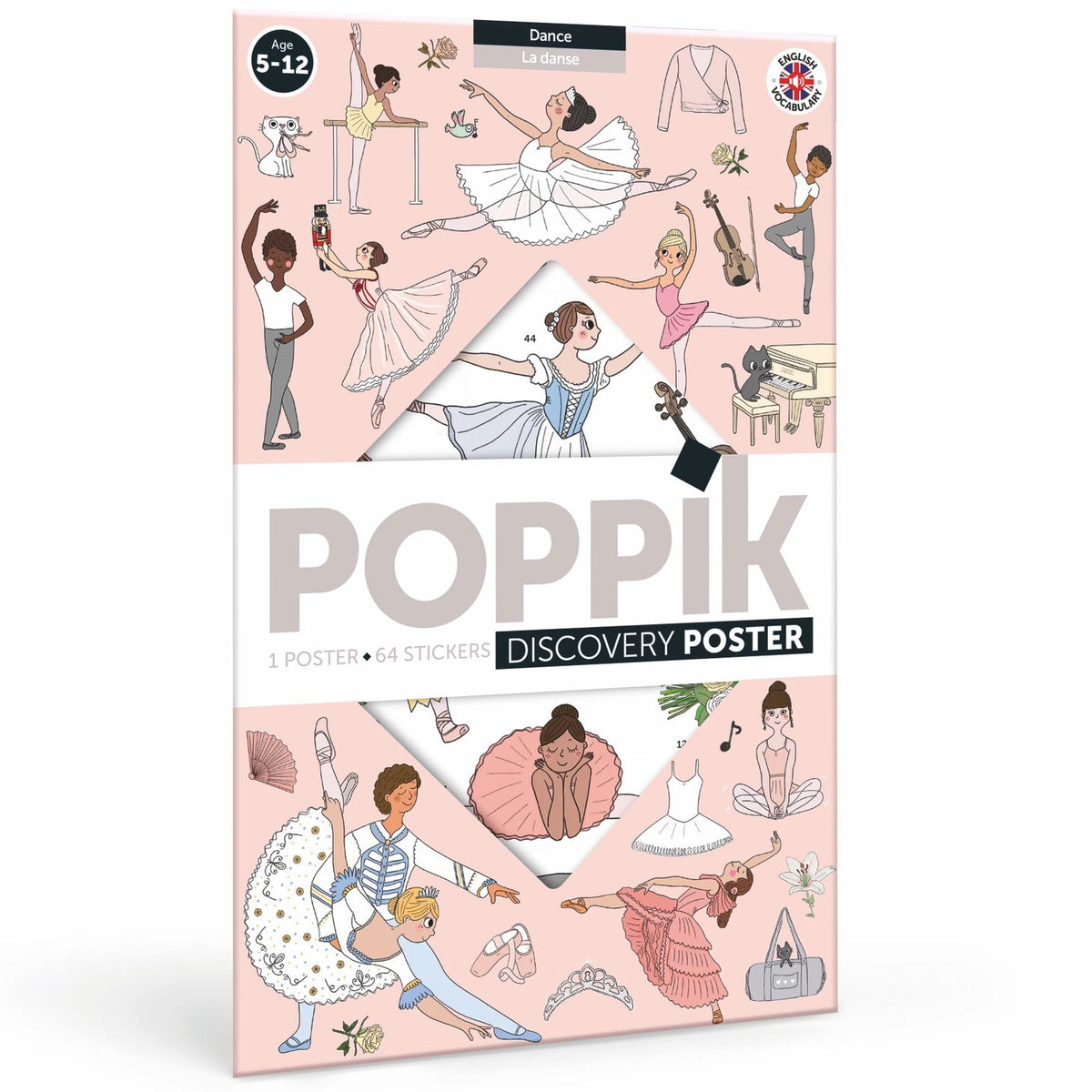 Poppik - Edukacinis plakatas su lipdukais - Baletas ir šokis | Poster Discovery Danse - LE KUKU