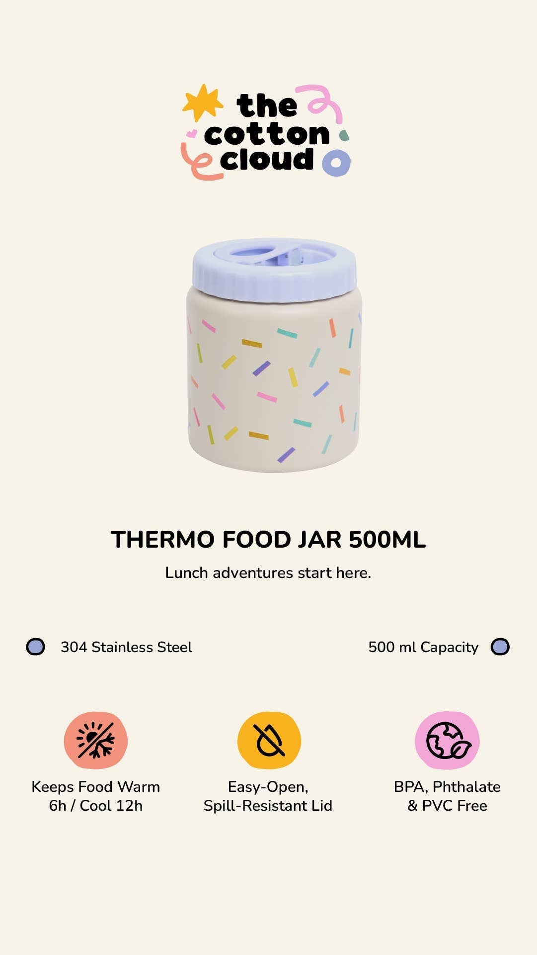 Termo maisto indelis/termosas - Cherry Pop 500ml - LE KUKU