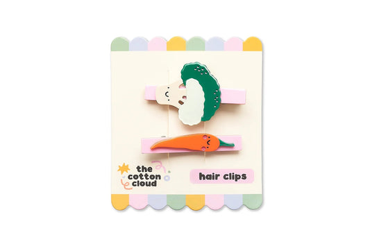The Cotton Cloud - Plaukų segtukų rinkinys - VEGGIE PALS - LE KUKU