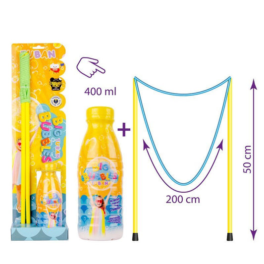 Tuban - Rinkinys - Milžiniška burbulų lazda (50 cm) + Muilo burbulų skystis (400 ml) - LE KUKU