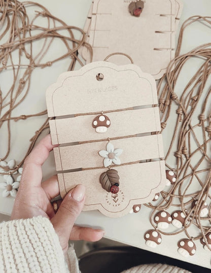 Kaklo papuošalų rinkinys | Mushroom + Flower + Leaf